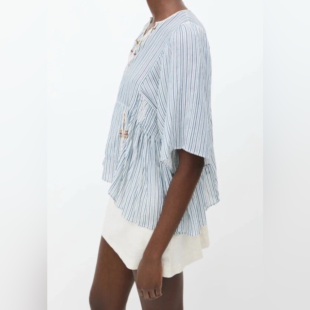 ISABEL MARANT Etoile Striped Joy Top Embroidered Blouse - Picture 2 of 12